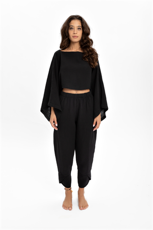 Husufi Black Crop Top