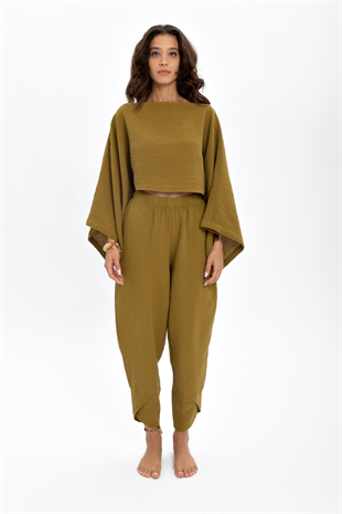 Husufi Green Crop Top