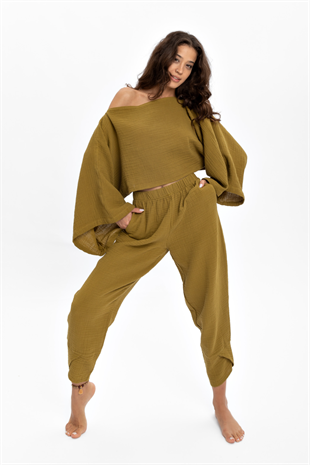 Husufi Green Crop Top