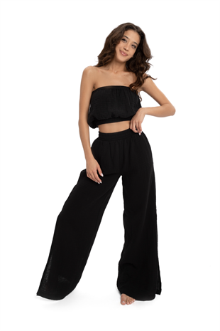 Husufi Slitside Muslin Pants HSFSS02_Black