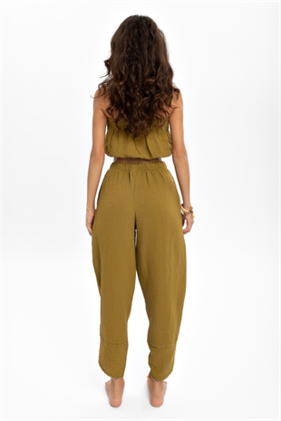 Husufi Green Crop Top HSFCRTP01_Oil Green