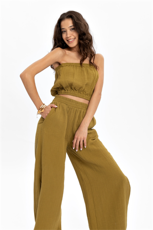 Husufi Green Crop Top HSFCRTP01_Oil Green