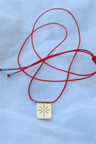 Kırmızı ip Silver Necklace Kırmızı50