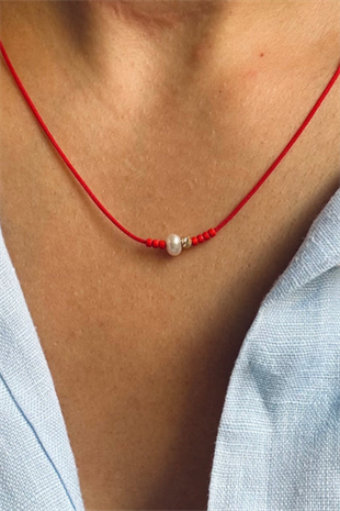 Kırmızı İp Kolye Kırmızı2