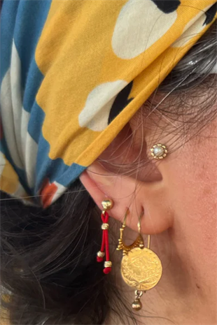 Kırmızı İp Küpe Kırmızı36