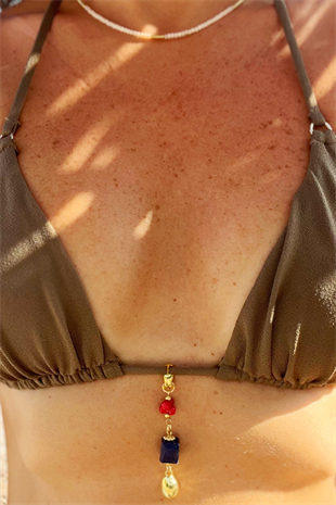 Kırmızı Lacivert Bikini Takısı LMT25104