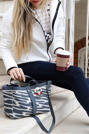 Lisa Grey Zebra Patterned Bag