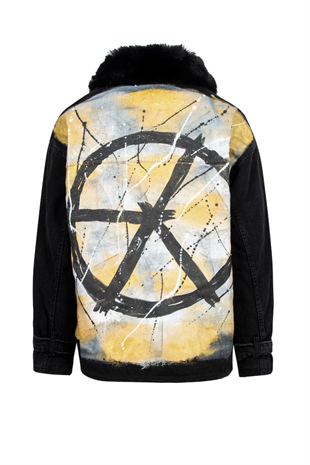 Look Project Kürklü Peace Denim Ceket