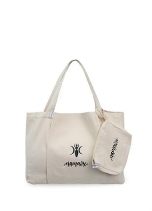 Nui Yoga Ecru Canvas Yoga Mat Bag - Embossed Print, MC1001-ECR