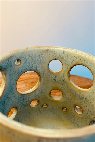 Orangery Objects Stonware  Blue Candle Holder