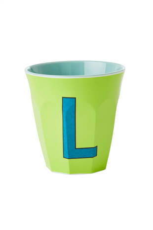 Rice Melamine Cup - Lime with Letter L, MELCU-ALPLB2