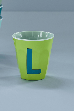 Rice Melamine Cup - Lime with Letter L, MELCU-ALPLB2