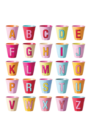 Rice Melamine Cup - Yellow with Letter O, MELCU-ALPOI