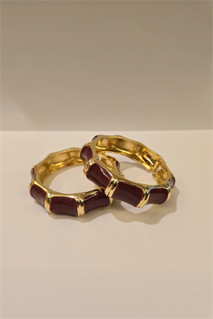 Seen By Seda Bone Enamel Cuff Bracelet, Burgundy SN-18237