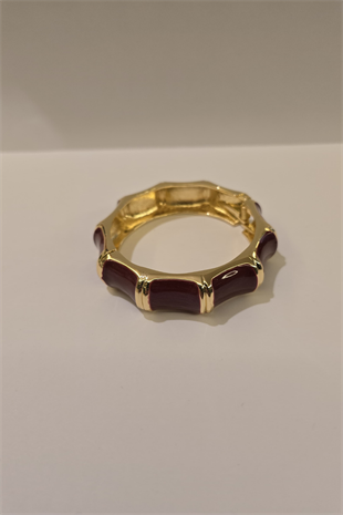 Seen By Seda Bone Enamel Cuff Bracelet, Burgundy SN-18237