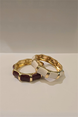 Seen By Seda Bone Enamel Cuff Bracelet, Burgundy SN-18237