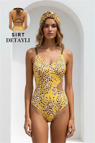 Willow Sırt Detaylı  Desenli Mayo / Mayokini LM26127_YELLOW