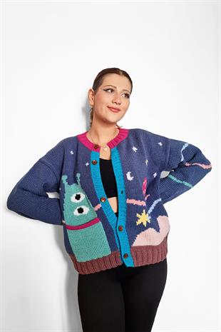 Zone Design Hand-Knitted Cardigan | Space