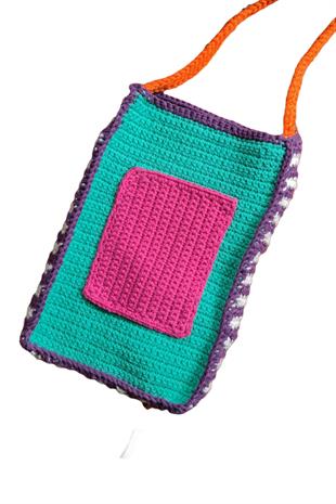 Zone Design Hand-Knitted Phone Bag | Sarıko