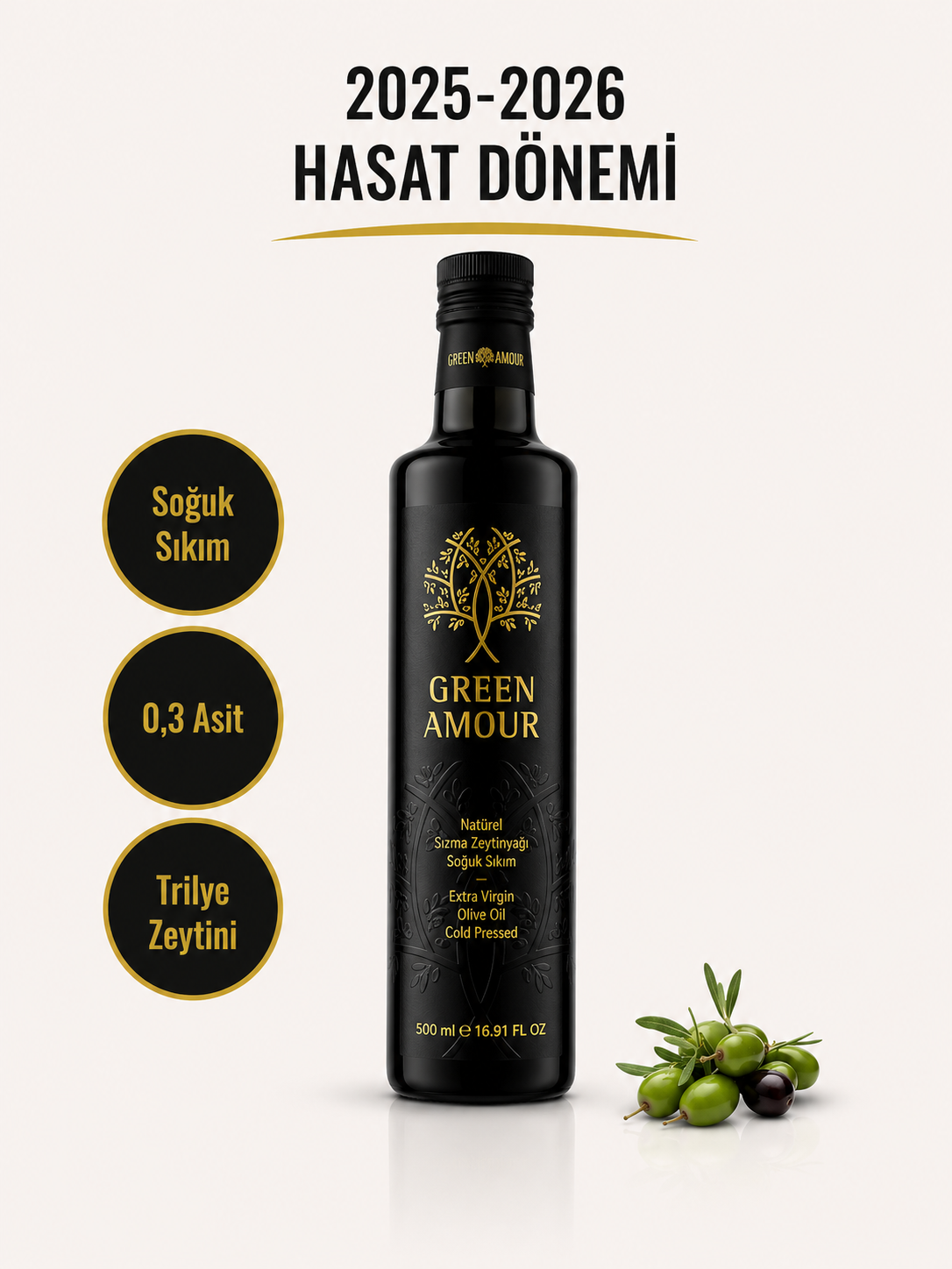  %100 Natürel Sızma Zeytinyağı Soğuk Sıkım 500 ml