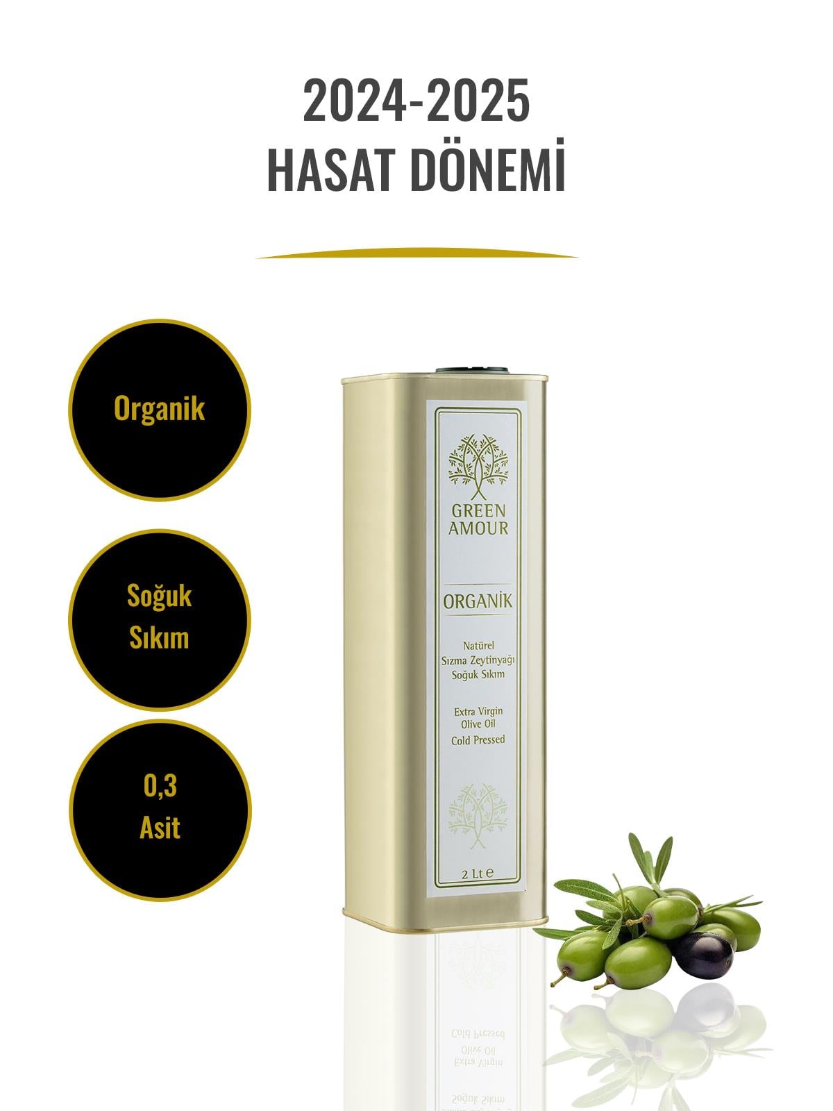 Organik Soğuk Sıkım 0,26 Asit Zeytinyağı 2 Litre