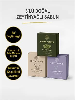3'lü Doğal Zeytinyağlı Sabun Seti