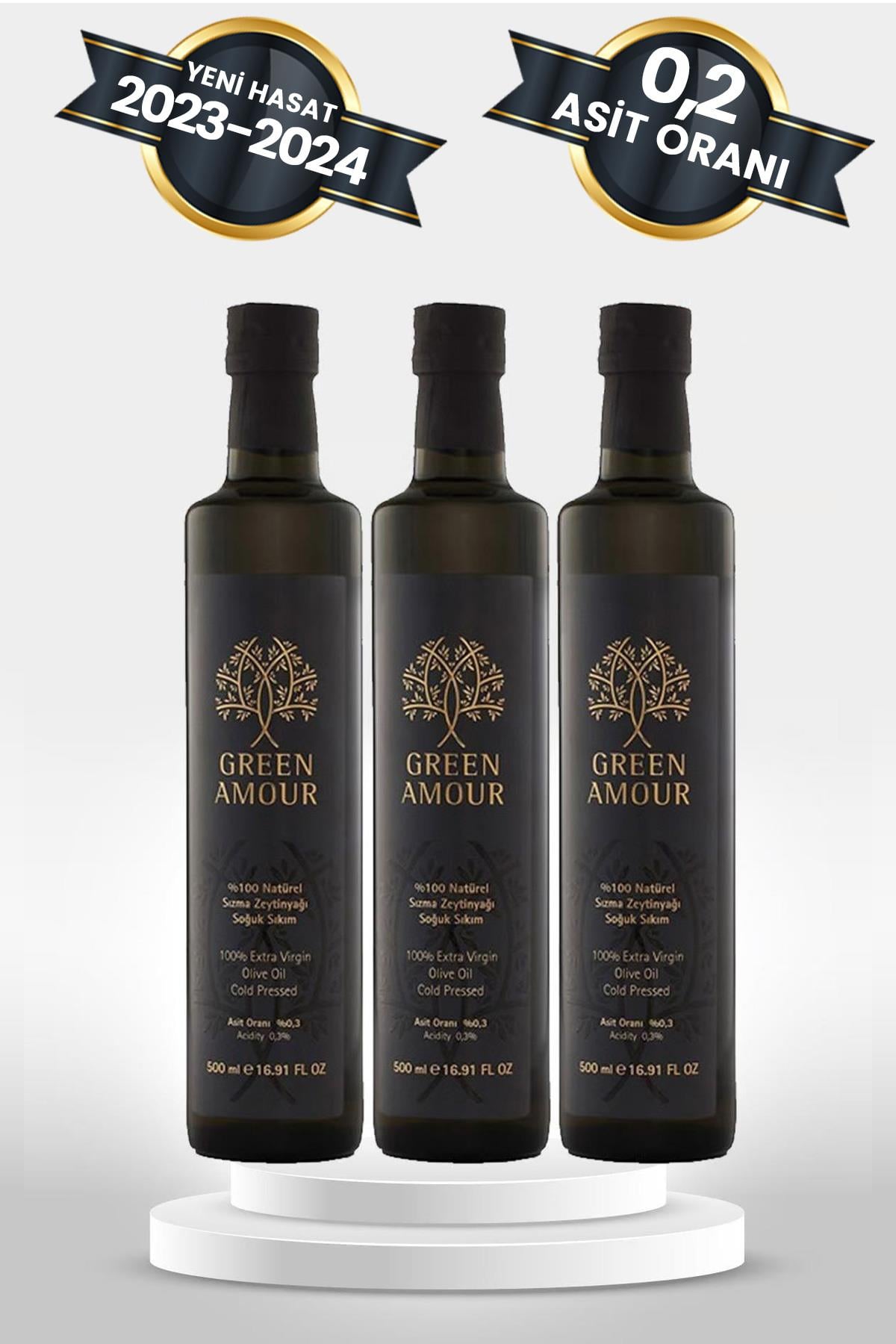 3 Adet %100 Natürel Sızma Zeytinyağı Soğuk Sıkım 500 ml