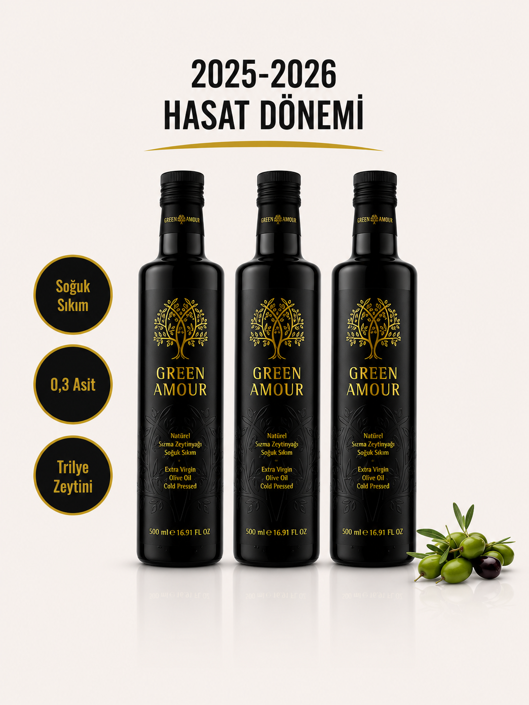 6 Adet %100 Natürel Sızma Zeytinyağı Soğuk Sıkım 500 ml