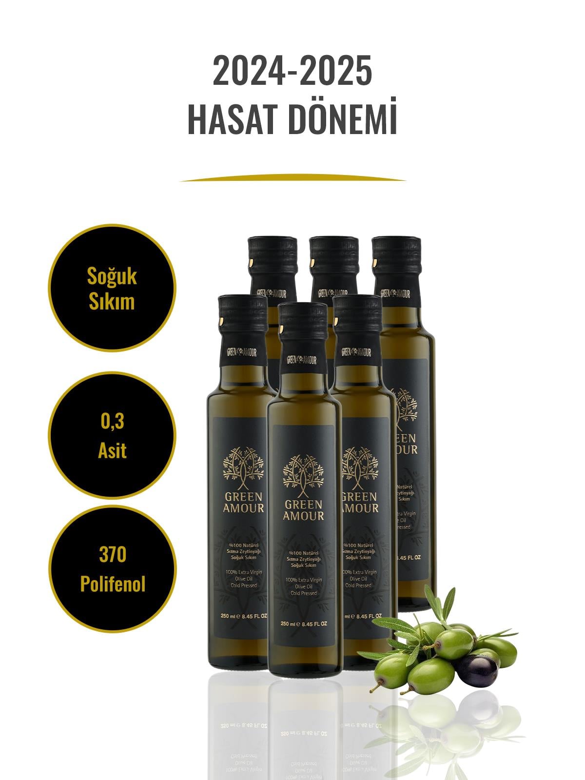 6x250 ml Soğuk Sıkım Naturel Sızma Zeytinyağı