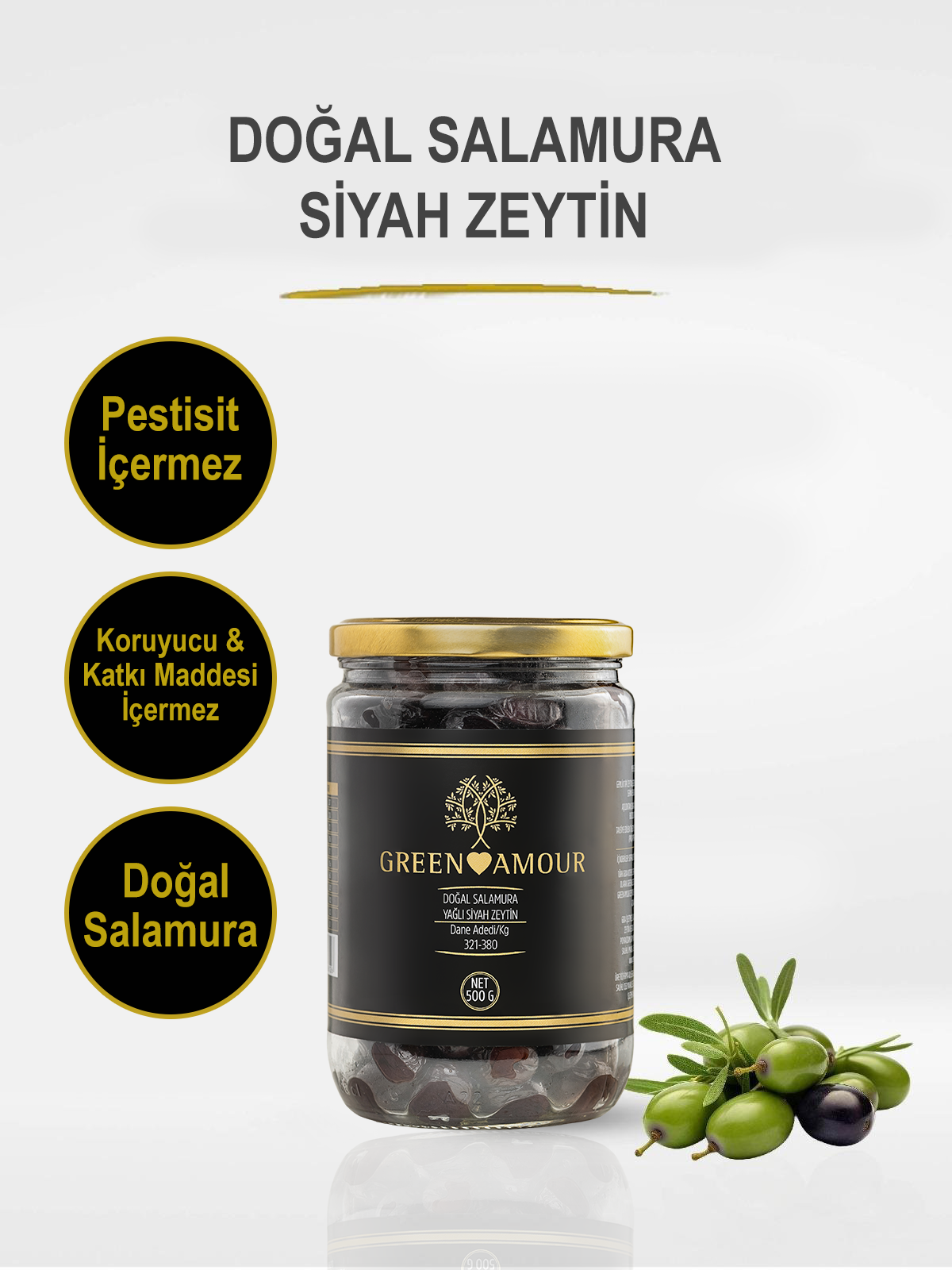 Doğal Salamura Siyah Zeytin Net 500 gr