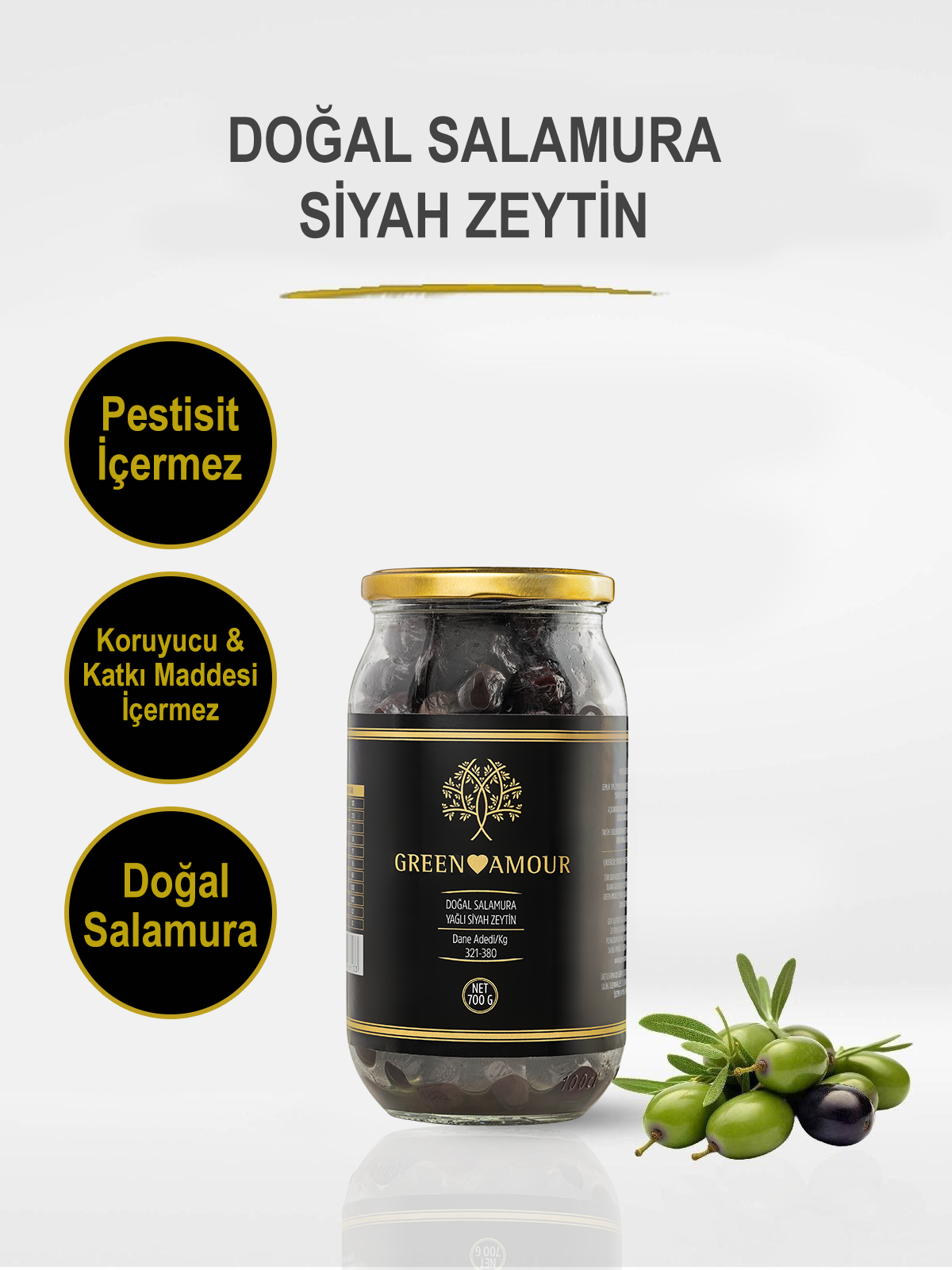 Doğal Salamura Siyah Zeytin Net 700 gr