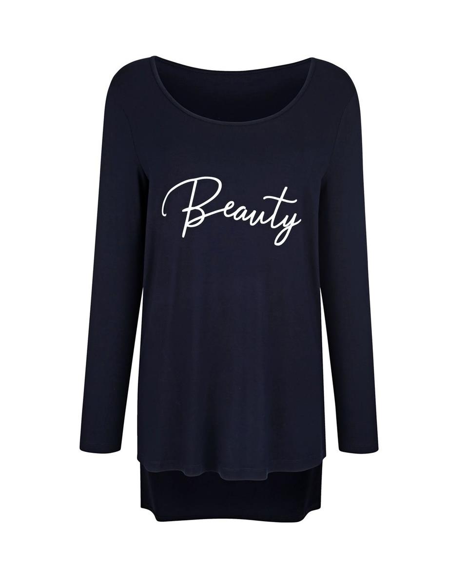 Baskılı Uzun Tişört - Lacivert