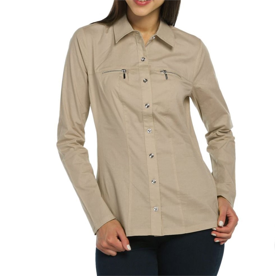 Fermuarlı Gömlek - Vizon