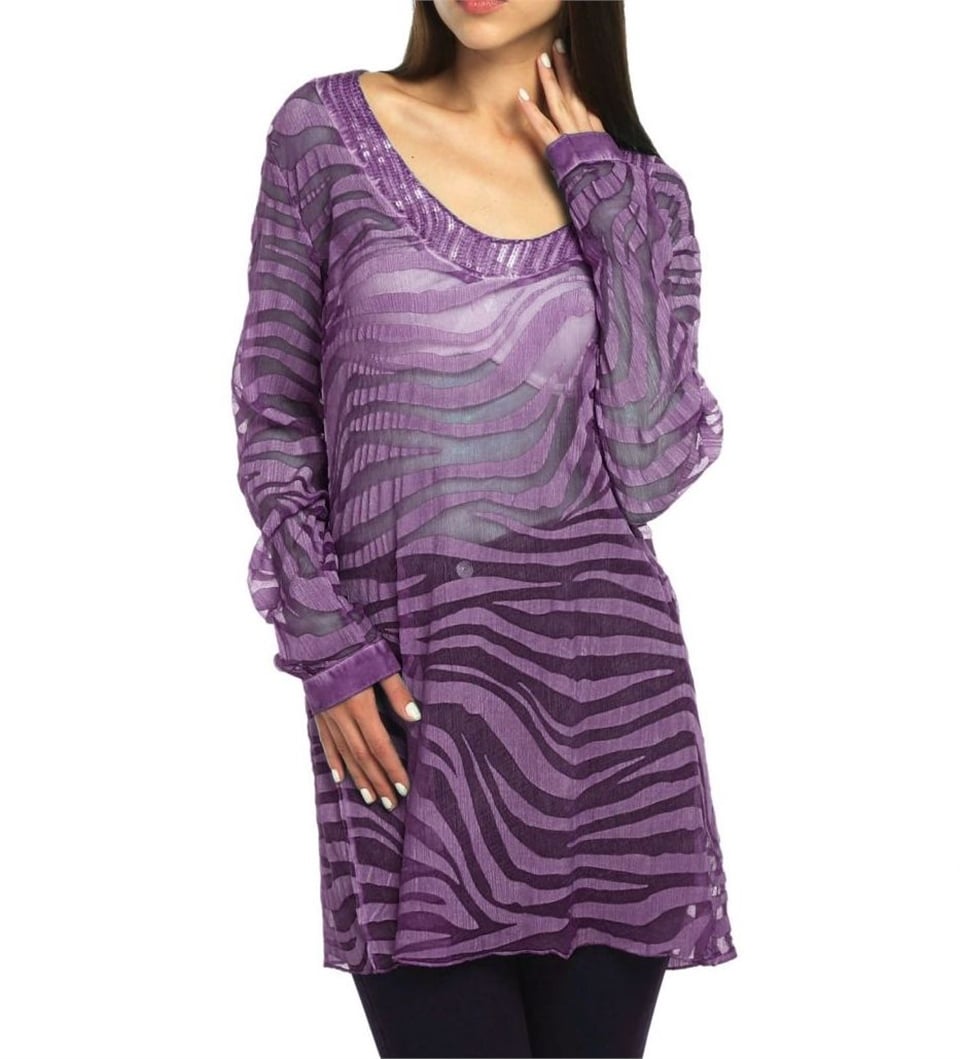 İpek Plaj Tunik  - Lila