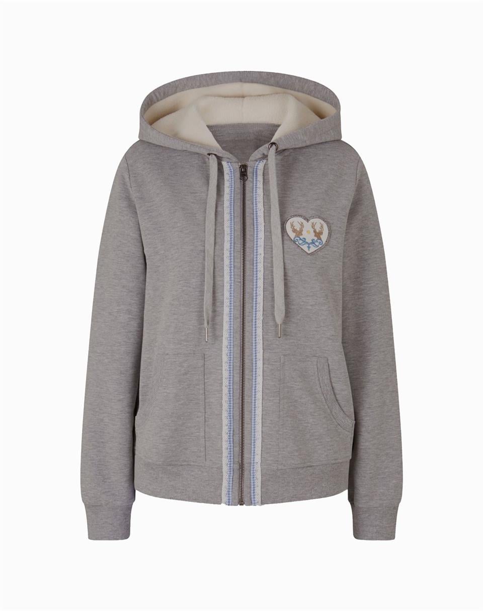 Kapşonlu İşlemeli Sweatshirt - Gri