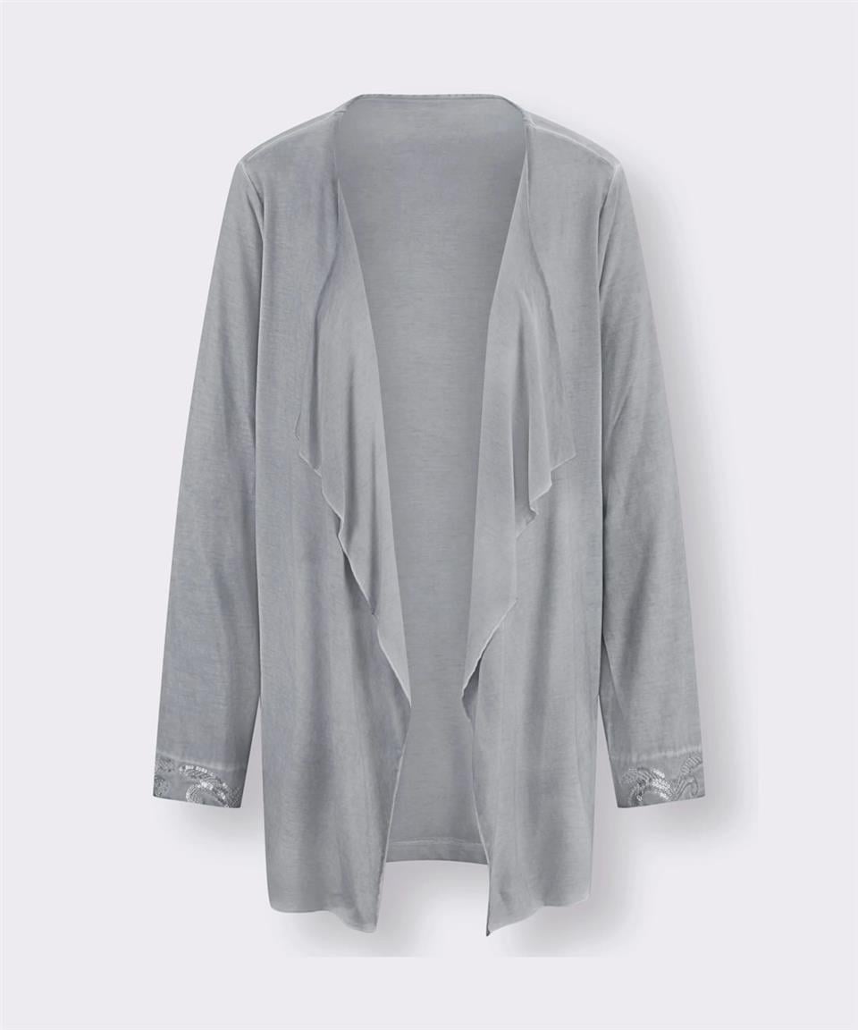 Kolu Payetli Hırka - Gri