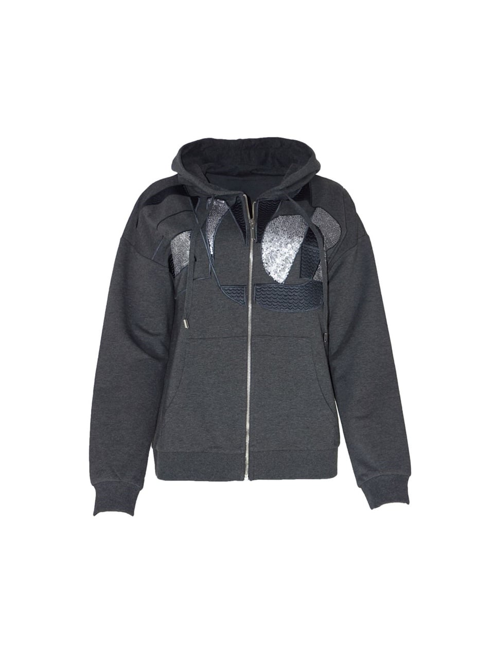 Payetli Kapşonlu Sweatshirt - Antrasit