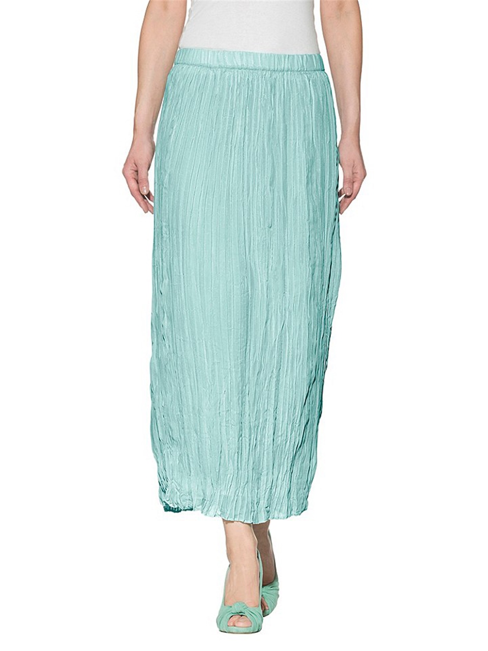 Pileli Maxi Etek - Mint Yeşili