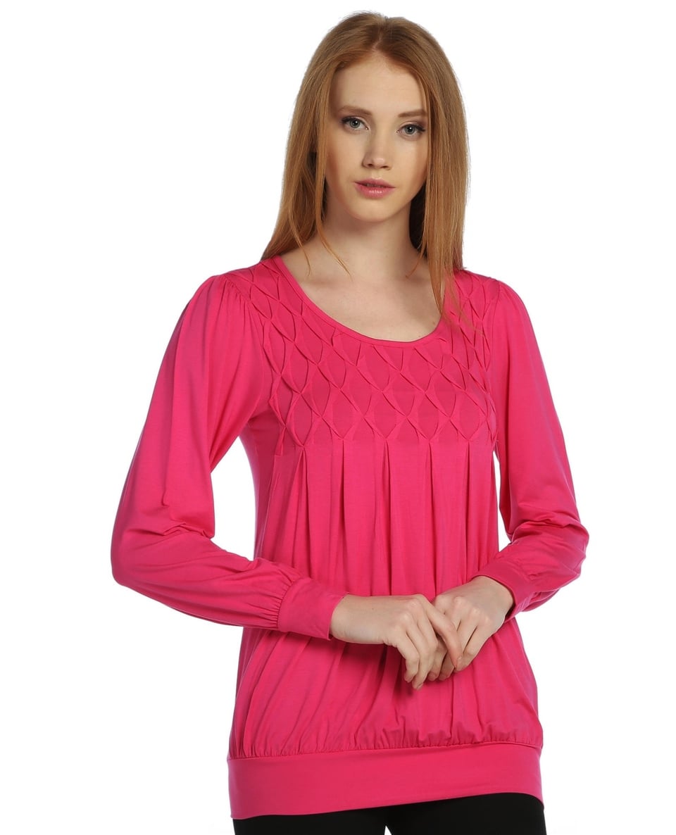 Uzun Kollu Tişört - Pembe