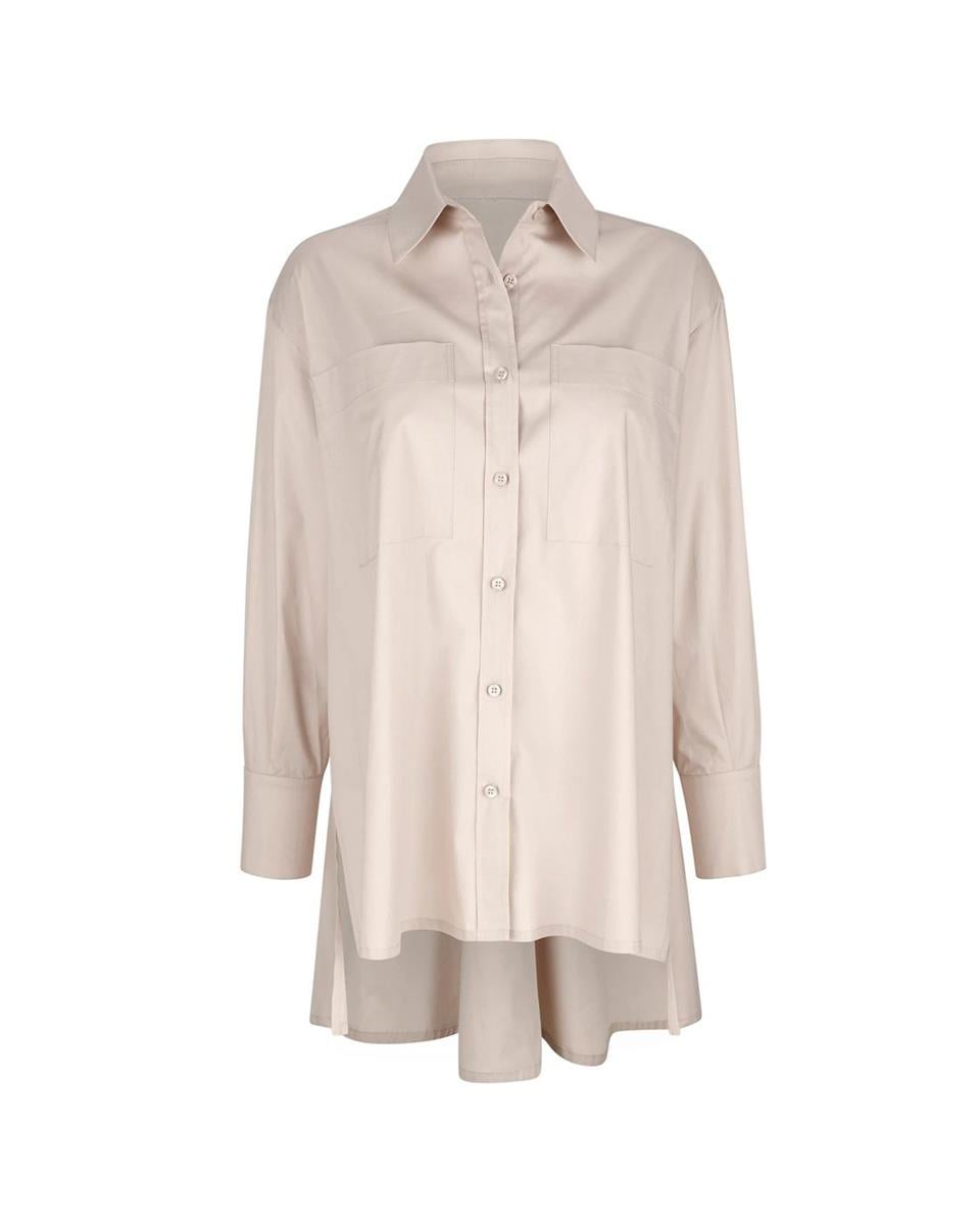 Uzun Rahat Gömlek - Bej