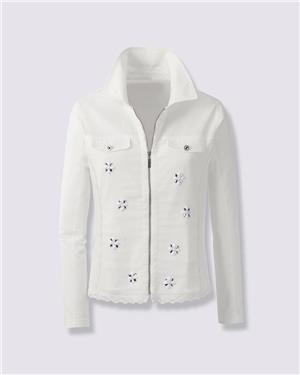İşlemeli Ceket - Beyaz