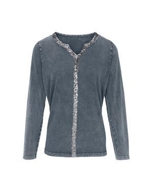 Payetli Bluz - Gri