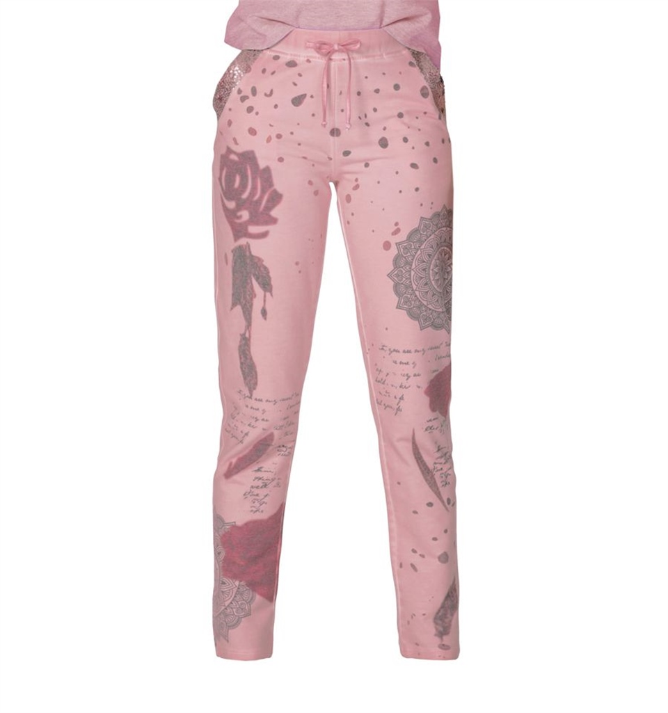 Baskılı Pantolon - Gül Kurusu