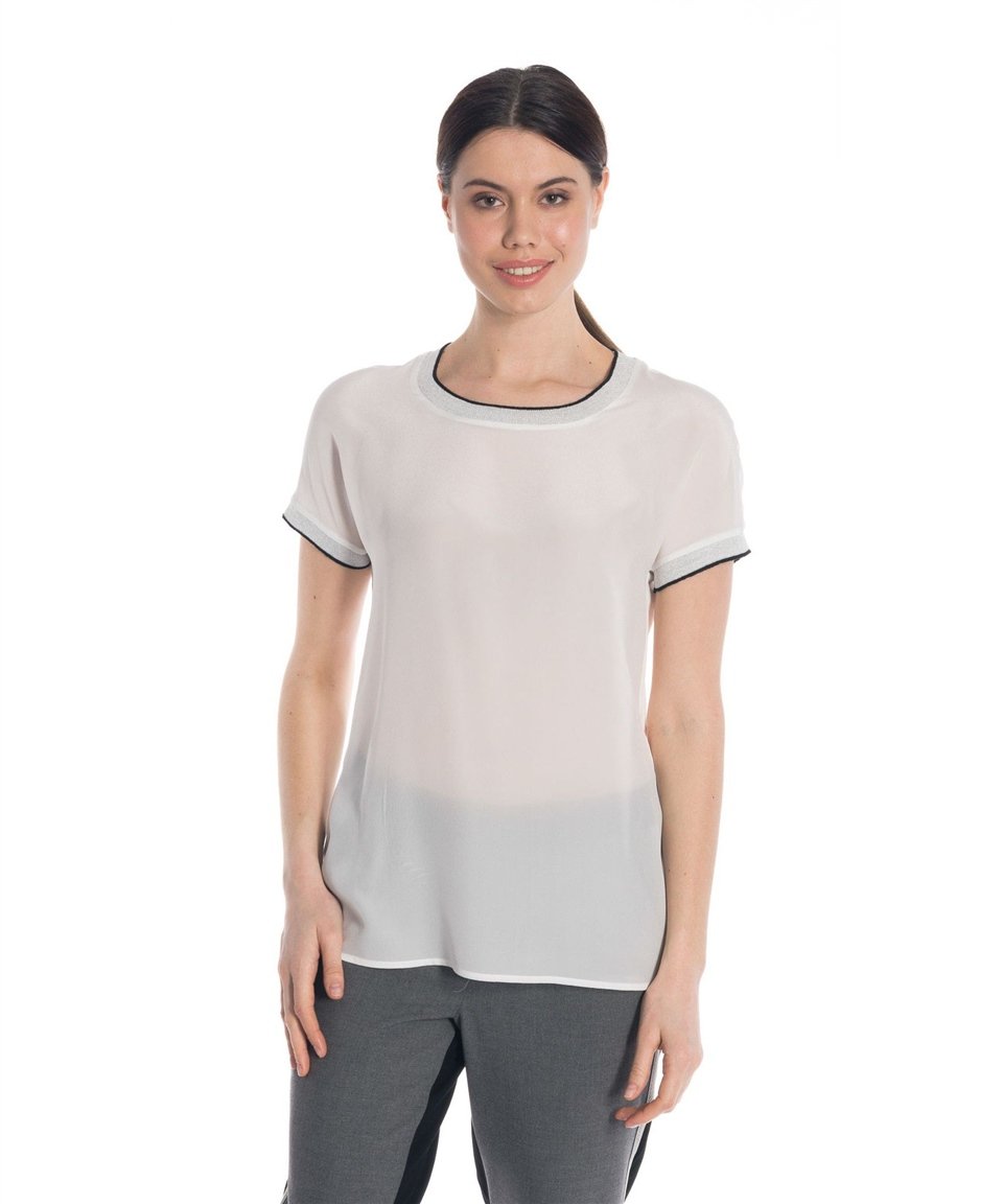 Casual İpek Bluz - Beyaz