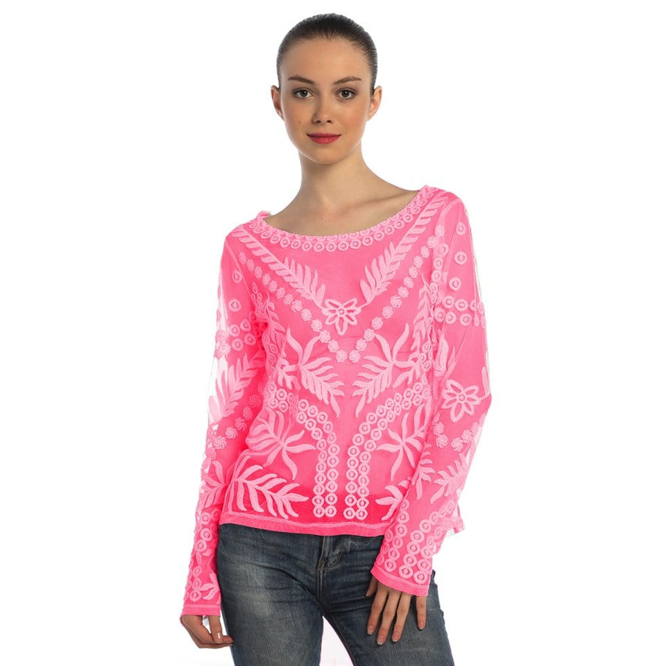 Dantel Tişört - Pembe