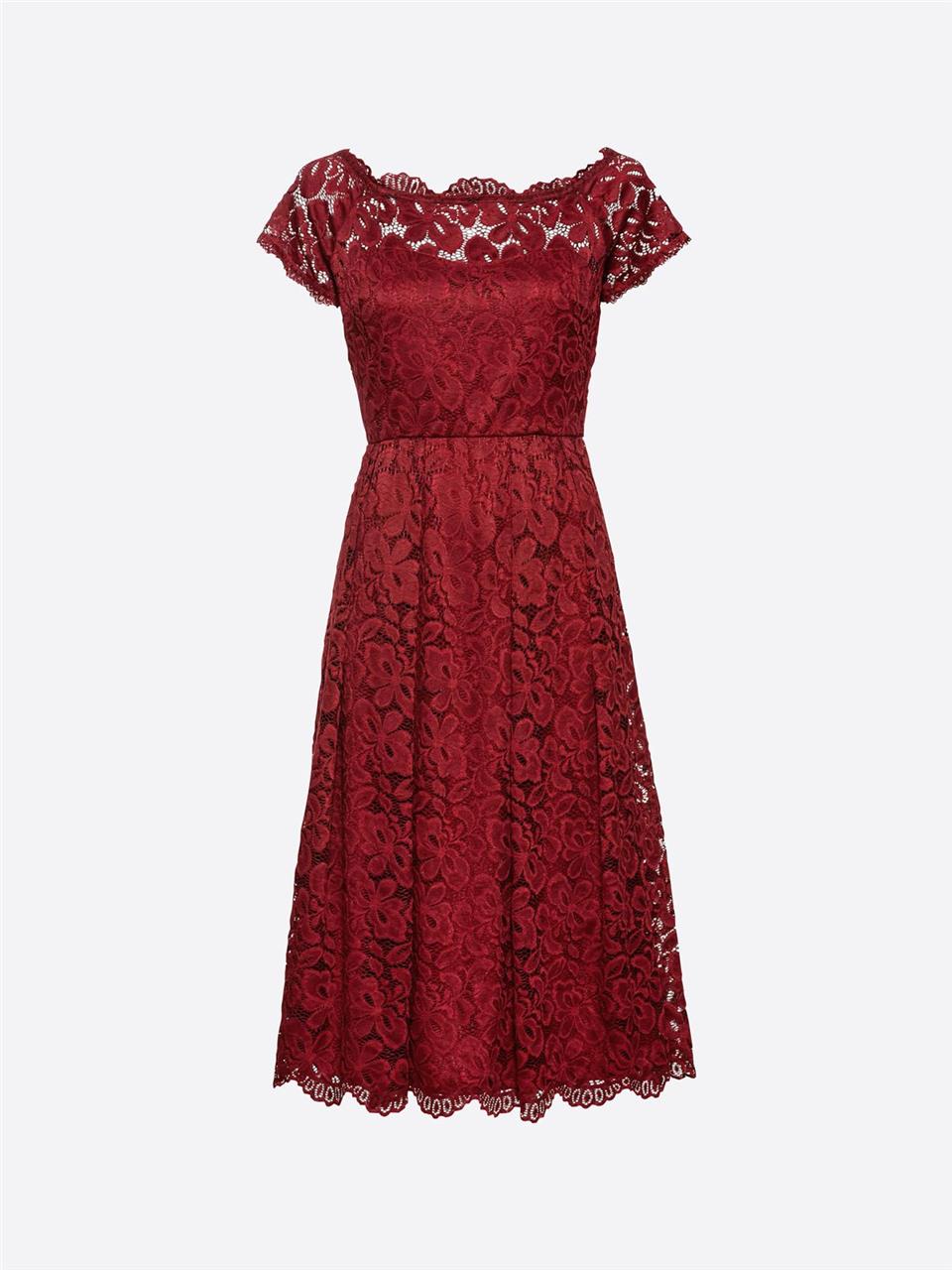 Dantelli Elbise - Kırmızı