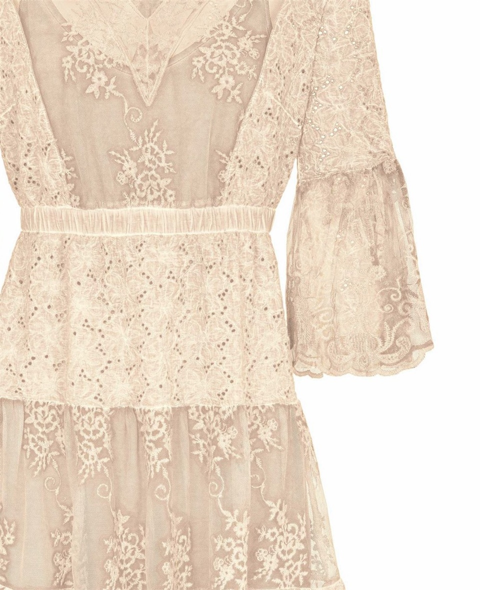 Bulalgiy'in Dantelli Nakışlı 2 Parça Elbise - Krem modelini incelemek ve  sipariş vermek için tıkla!