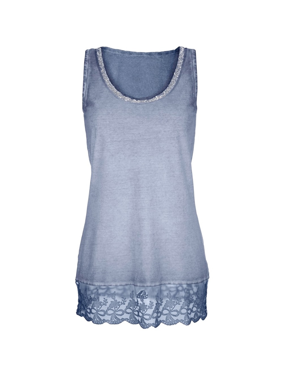 Dantelli Payetli T-shirt - Mavi