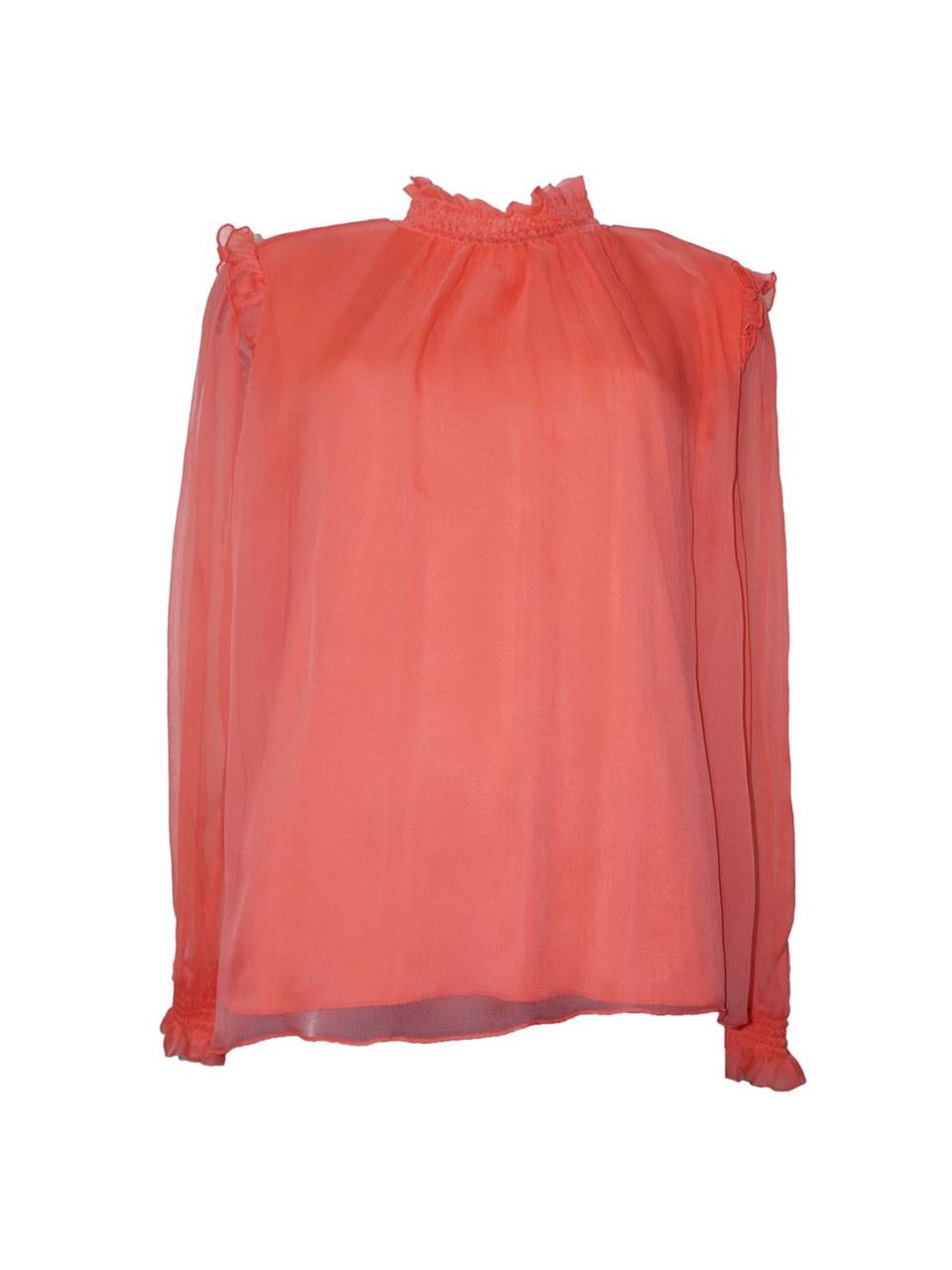 İpek Büzgülü Bluz - Narçiçeği