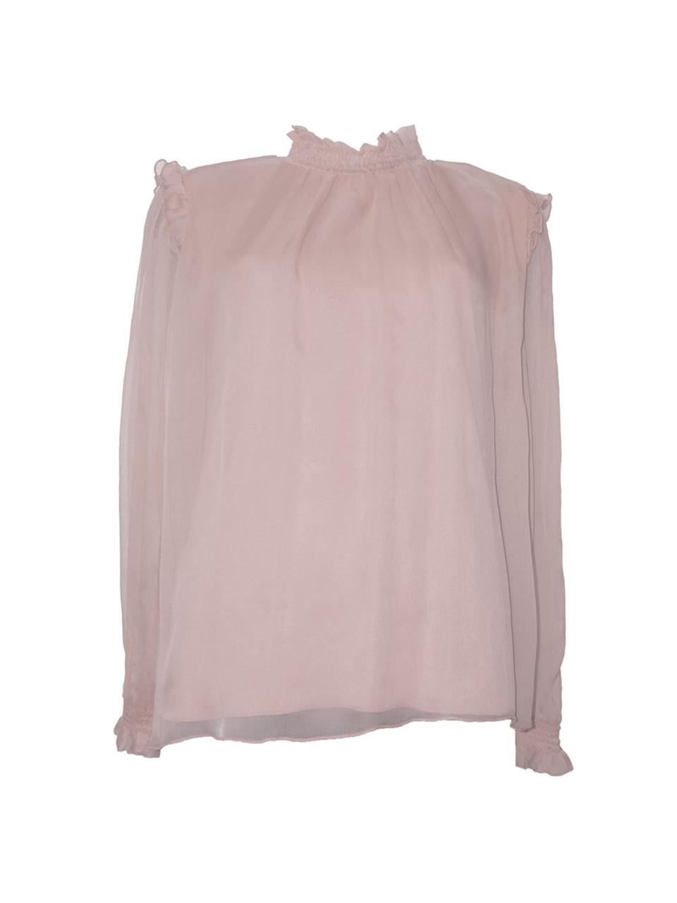 İpek Büzgülü Bluz - Pudra